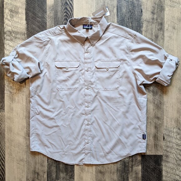 Patagonia Self-Guided Hike Shirt XL Khaki Tan Button-Down - Picture 3 of 10